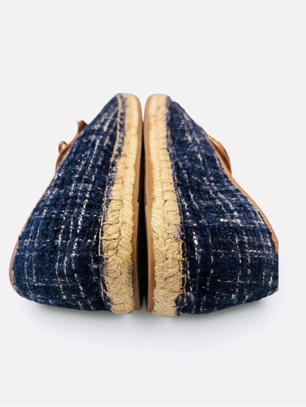 Talbots Izzy Tassel Espadrilles Navy Bouclé Tweed Loafers 10M - Picture 4 of 10